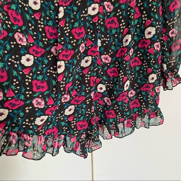 Nasty Gal Floral Shorts Long Sleeve Ruffle Romper Size 8 - Picture 10 of 15